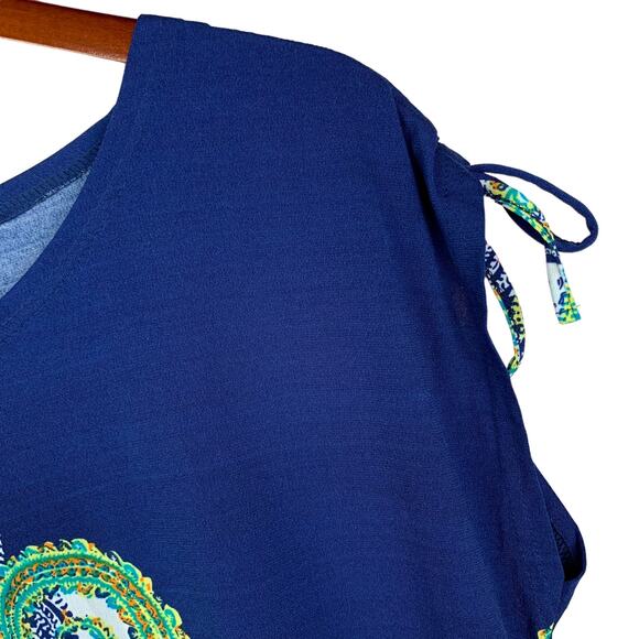 The Paragon Sleeveless Blouse Tunic Top Longer Length Blue Paisley Women’s M - Picture 5 of 8
